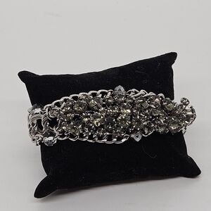 silver tone rhinestone chain bracelet